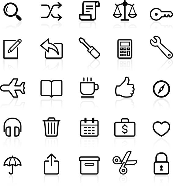 Business outline icons set. Business outline icons set. balance clipart stock illustrations