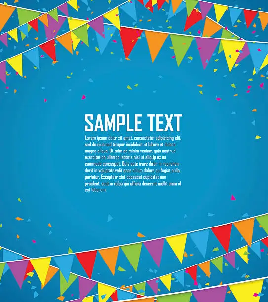 Vector illustration of Colorful flags and confetti