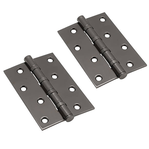istock Brushed metal door hinges 481913915