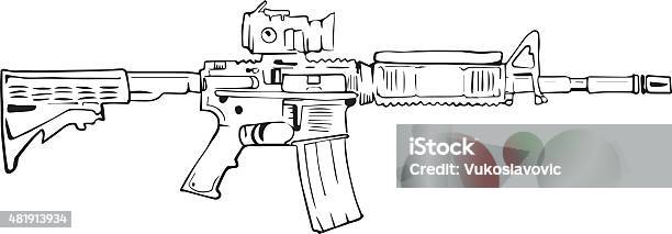 M16 Rifle Comic Style Drawing Stock Illustration - Download Image Now - M16, Rifle, 2015