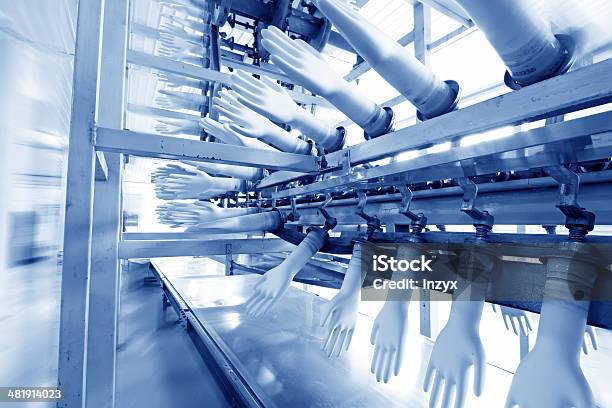 Acrylonitrile Butadiene Gloves Production Line In A Factory Nor Stock Photo - Download Image Now