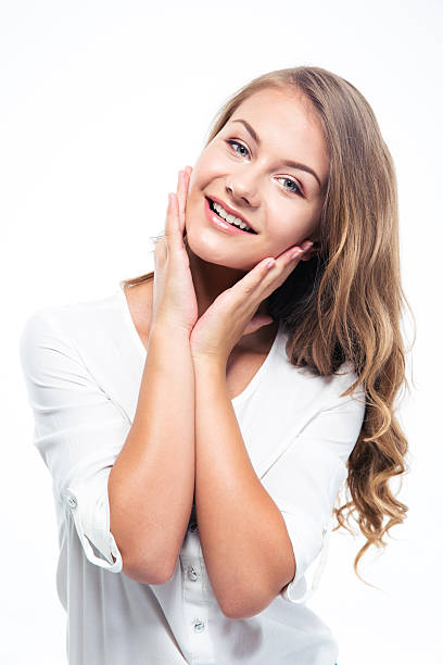 istock Happy woman posing isolated on a white 481914174