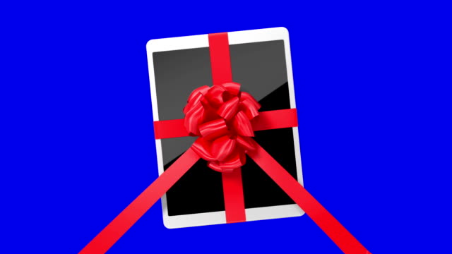 Tablet pc with a red ribbon