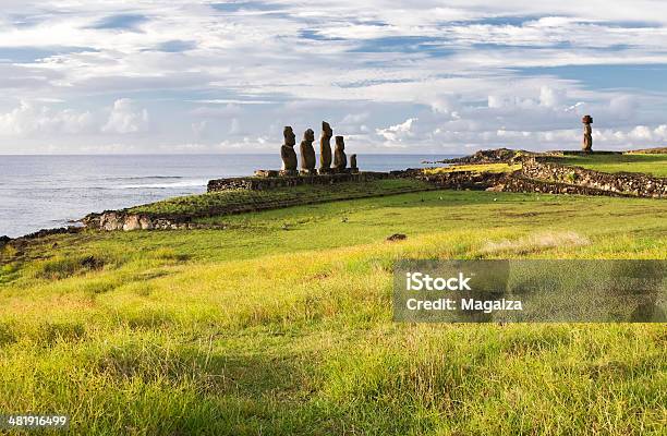 Moai On Easter Island Stock Photo - Download Image Now - Ahu Tahai, Ancient Civilization, Archaeology