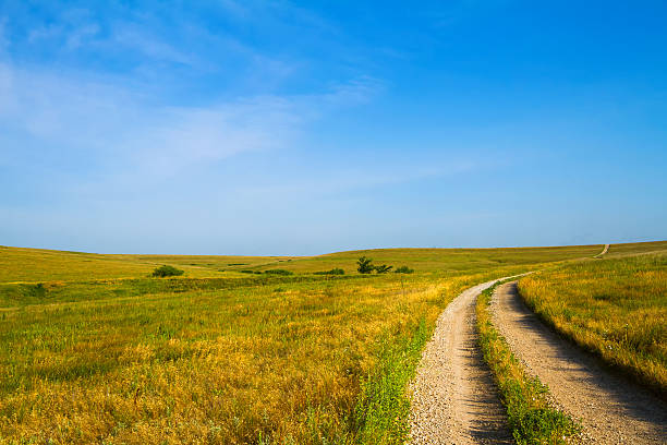 route de gravier à flint hills - kansas photos et images de collection