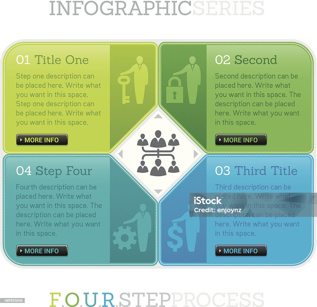 Biznesu infografiki szablon projektu - Grafika wektorowa royalty-free (Cztery przedmioty)
