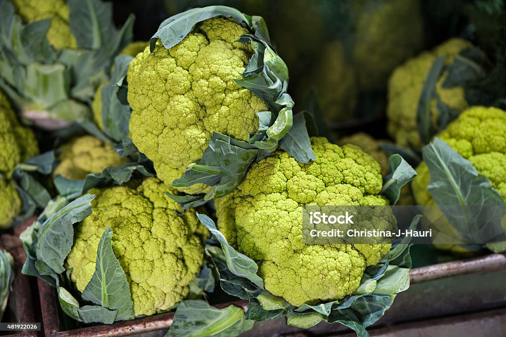 Green cauliflower Green cauliflower at the market 2015 Stock Photo