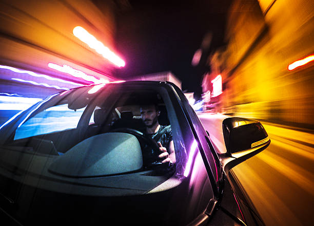 istock Crazy ride on the night by car 481924652