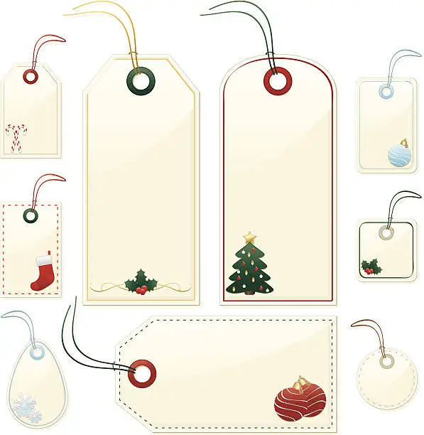 Vector illustration of Shiny Beige Christmas or Winter Gift, Price Tags, Labels
