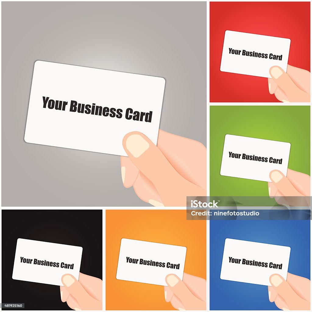 Hand Holding Blank Business Card Hand Holding Blank Business Card on Color Background. Vector illustration. 2015 stock vector