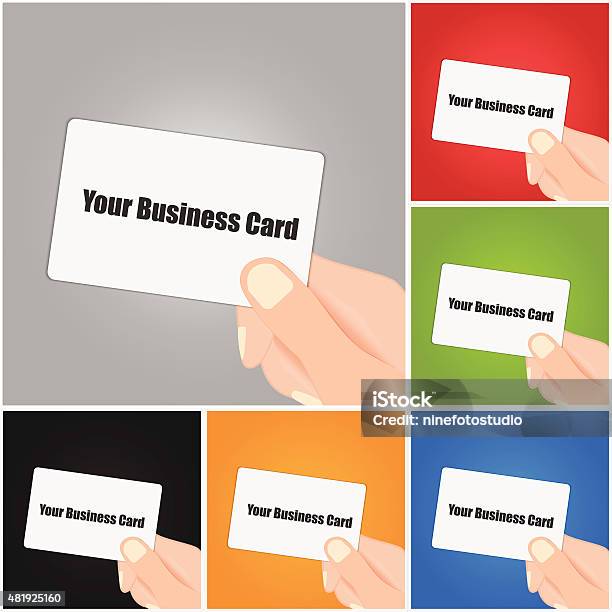 Hand Holding Blank Business Card Stock Illustration - Download Image Now - 2015, Advertisement, Backgrounds