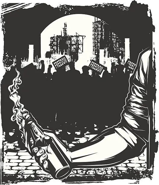 Vector illustration of riot