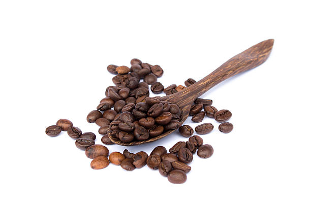 istock Coffee beans in wooden spoon 481925996