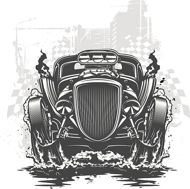 ilustraciones, imágenes clip art, dibujos animados e iconos de stock de carrera de coches trucados - bólido