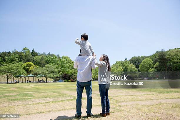 Piggyback Stock Photo - Download Image Now - Rear View, Family, Japanese Ethnicity