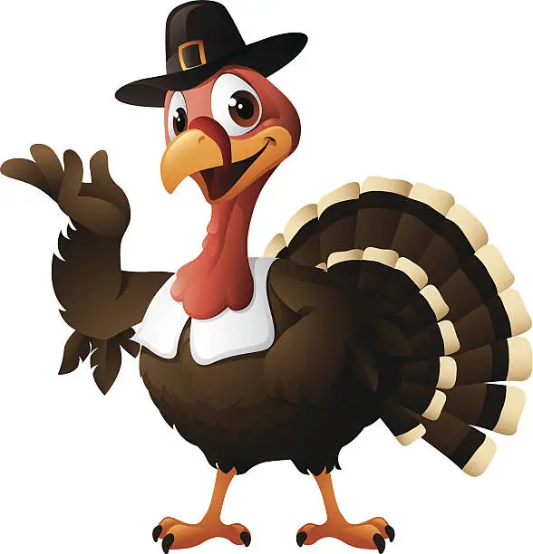 Vector illustration of Cartoon graphics of pilgrim turkey
