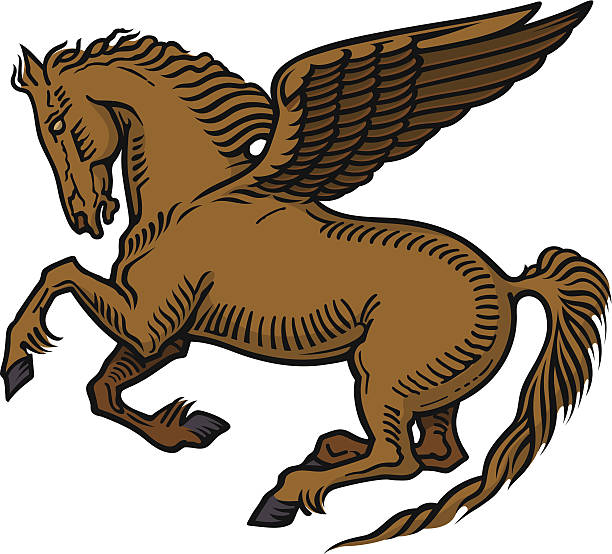 Pegasus winged Horse A clean sharp vector illustration of pegasus winged horse .Colours can very easily be changed to your own colour scheme. pegasus stock illustrations