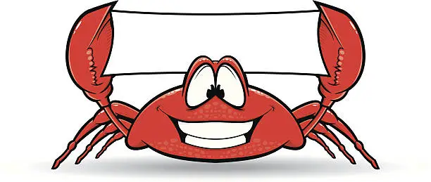 Vector illustration of Happy Crab Character with Banner