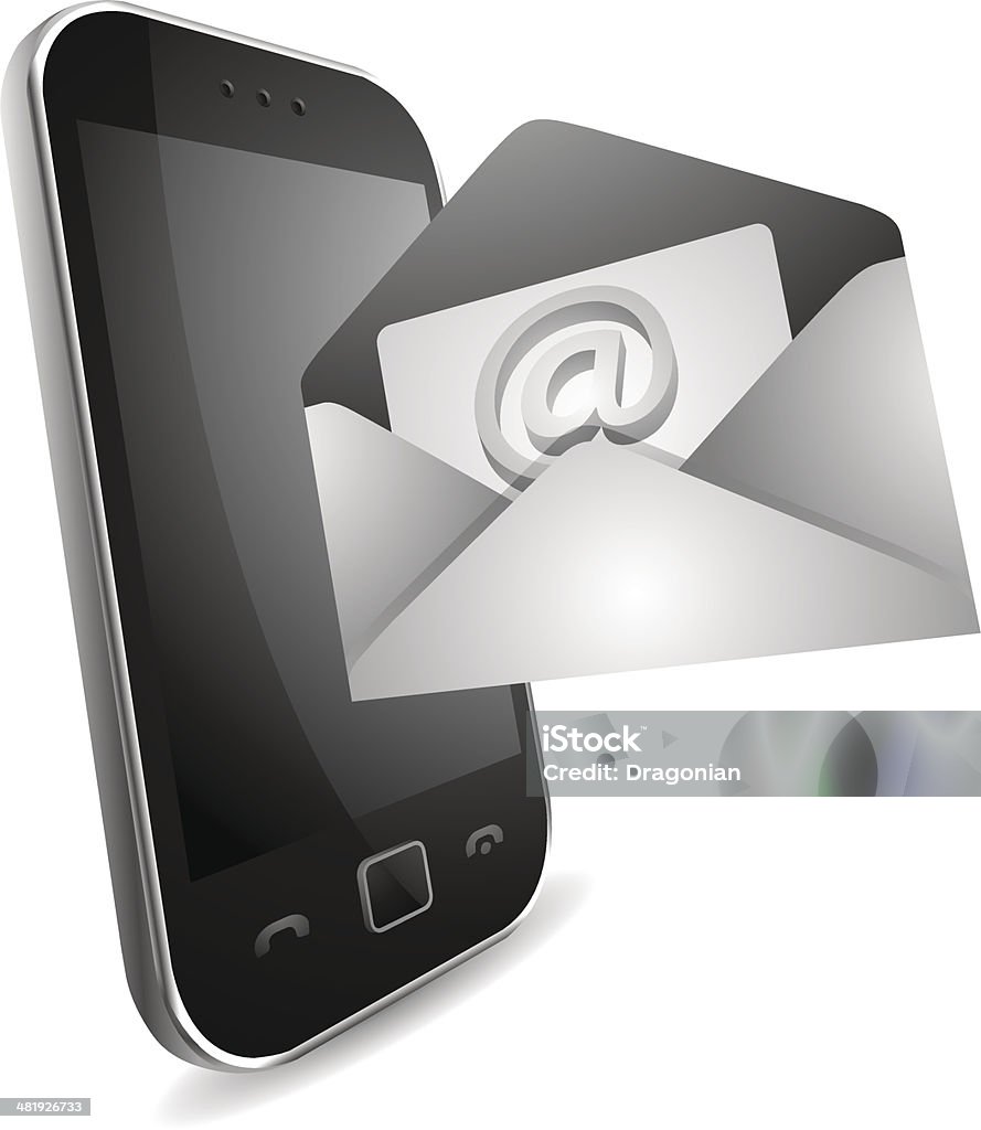 Email on your smartphone Concept for reading/writing email on smartphone. Black Color stock vector