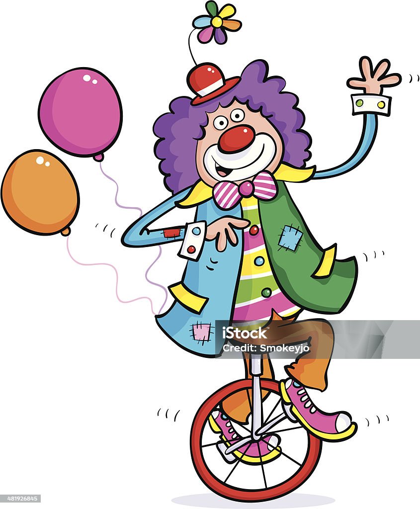 Clown auf Einrad - Lizenzfrei Clown Vektorgrafik