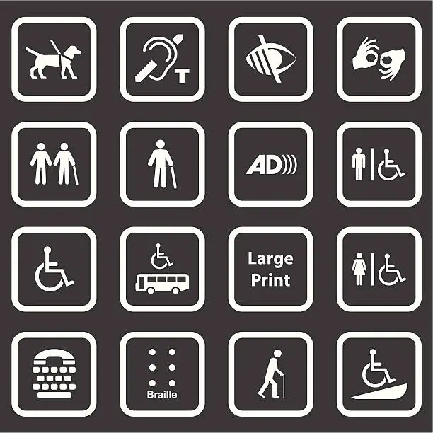 Vector illustration of Accessibility Icons (White Series)