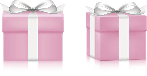 ilustraciones, imágenes clip art, dibujos animados e iconos de stock de cajas de regalo - birthday present christmas pink white background