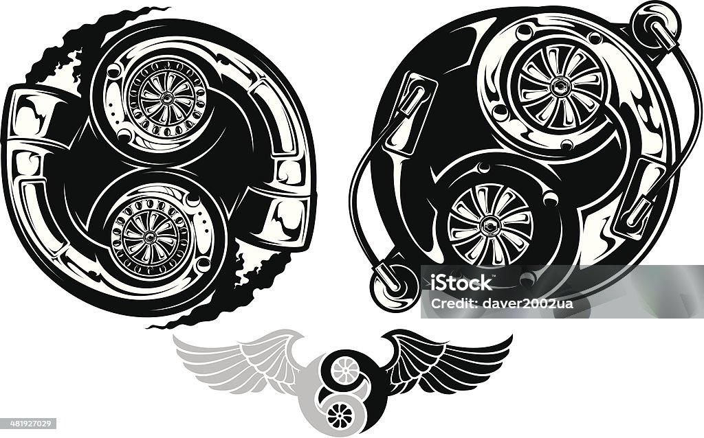 Símbolo do Ying Yang estilizadas turbocompressor - Royalty-free Equilíbrio arte vetorial