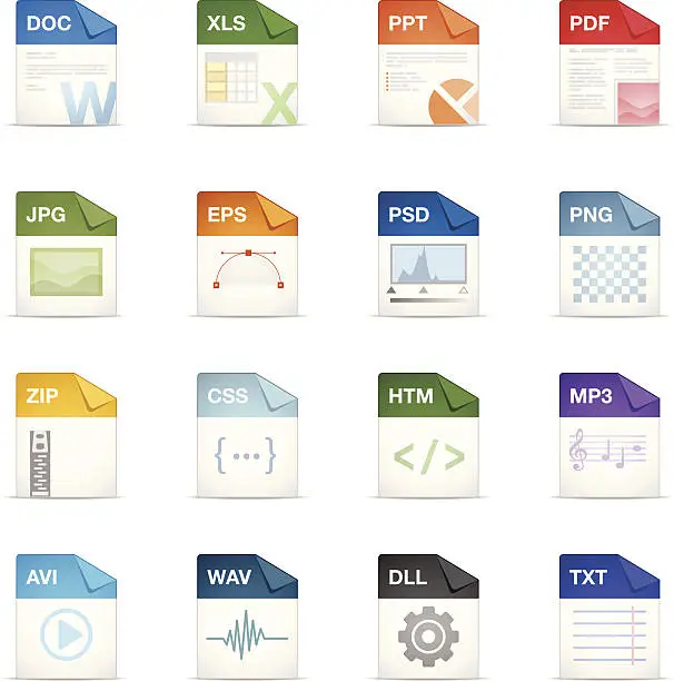 Vector illustration of Filetype Icons