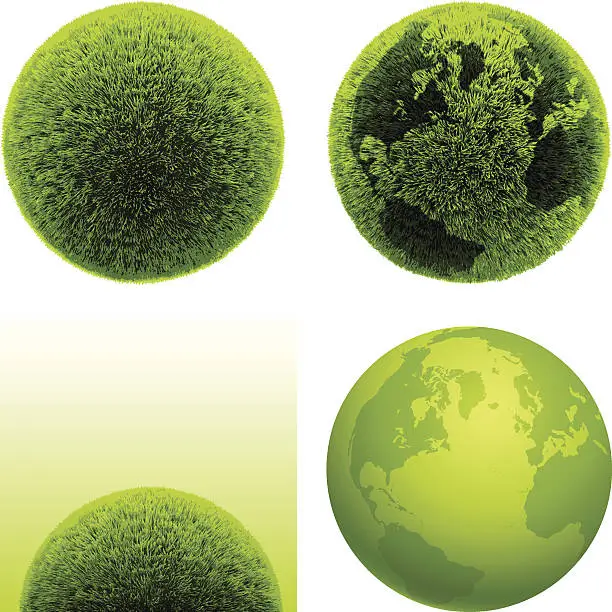 Vector illustration of Green grass globes
