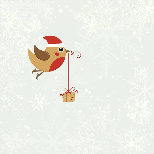 Bекторная иллюстрация Рождество птица с подарок