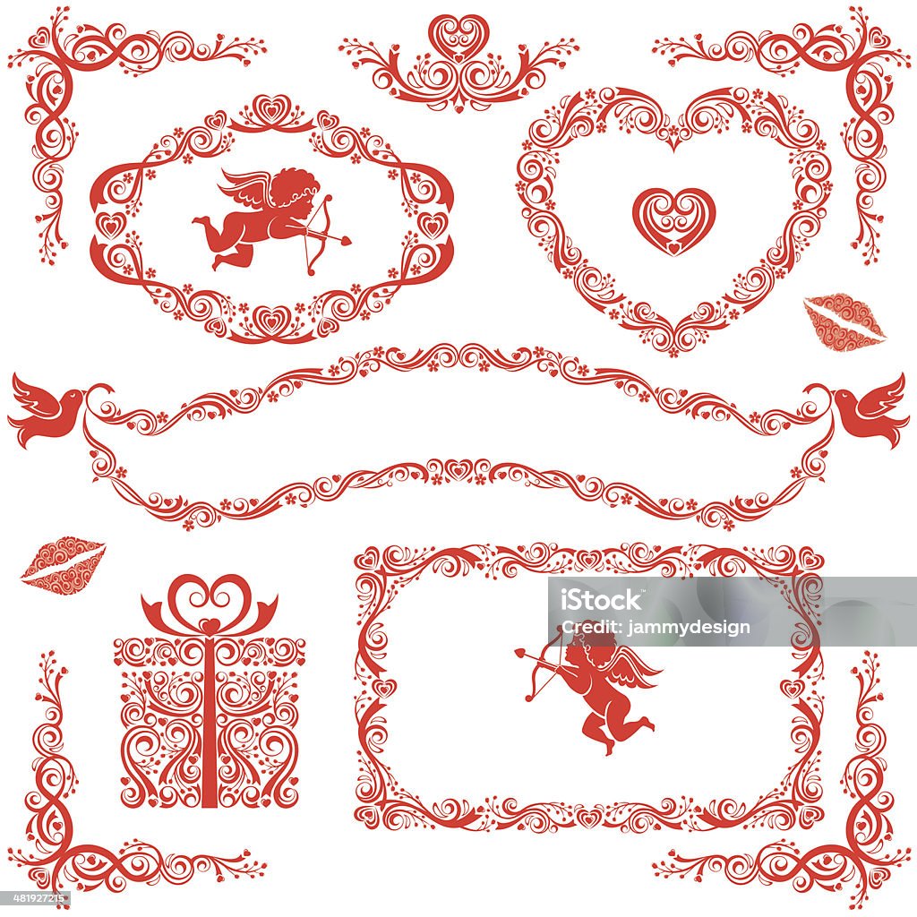 Saint Valentin Set - clipart vectoriel de Bordure libre de droits