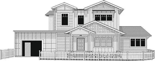 Vector illustration of Illustration of dream home with white picket fence