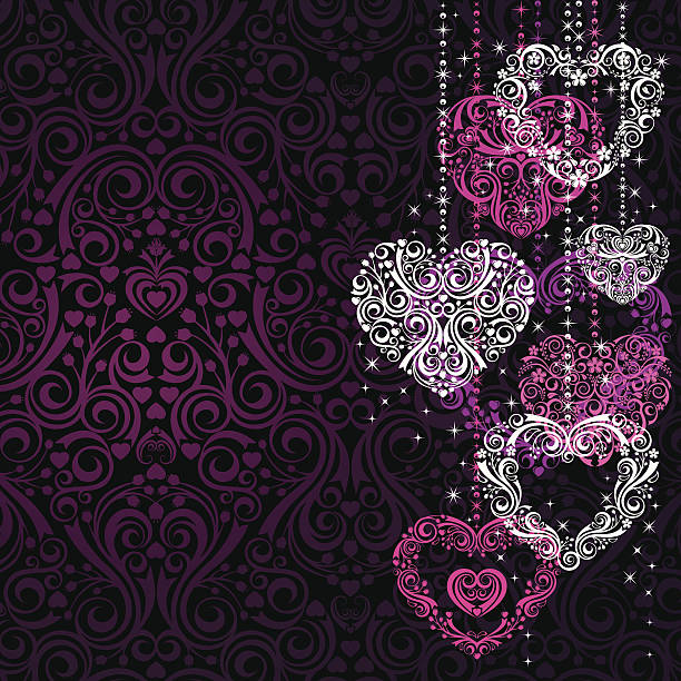 illustrazioni stock, clip art, cartoni animati e icone di tendenza di stilizzato cuori - lace pink white black