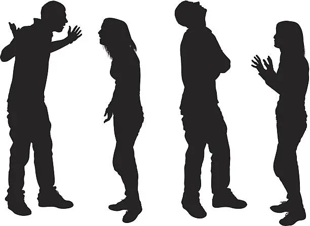 Vector illustration of Young couple having an argument