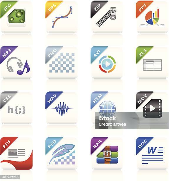 Document Icon Set Stock Illustration - Download Image Now - File Folder, Movie, Typescript