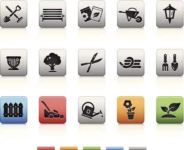 Vector illustration of Garden & Gardening Icons | Square