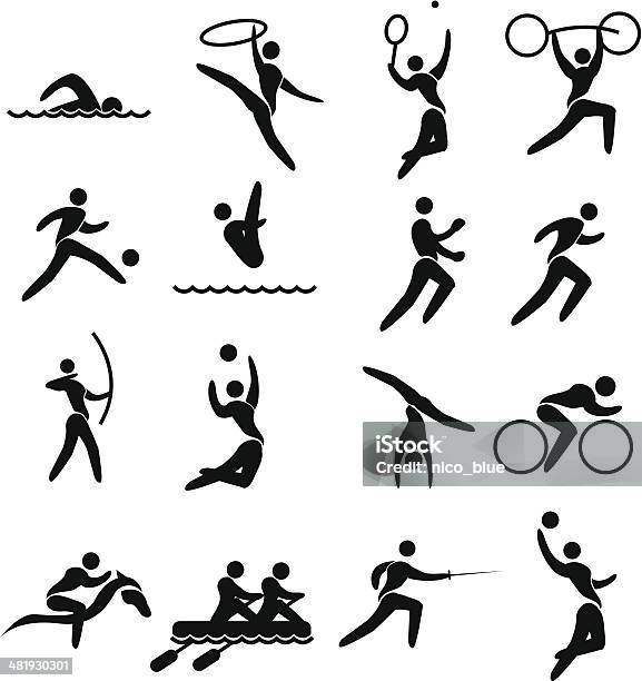 Estilizadas Olympic Pictograma Set - Arte vetorial de stock e mais imagens de Desporto - Desporto, Figura de Palito, Conjunto de ícones