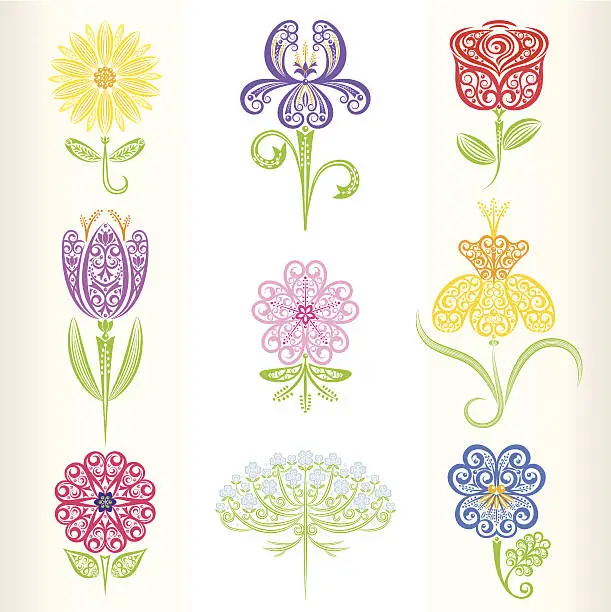 Vector illustration of Flower Set