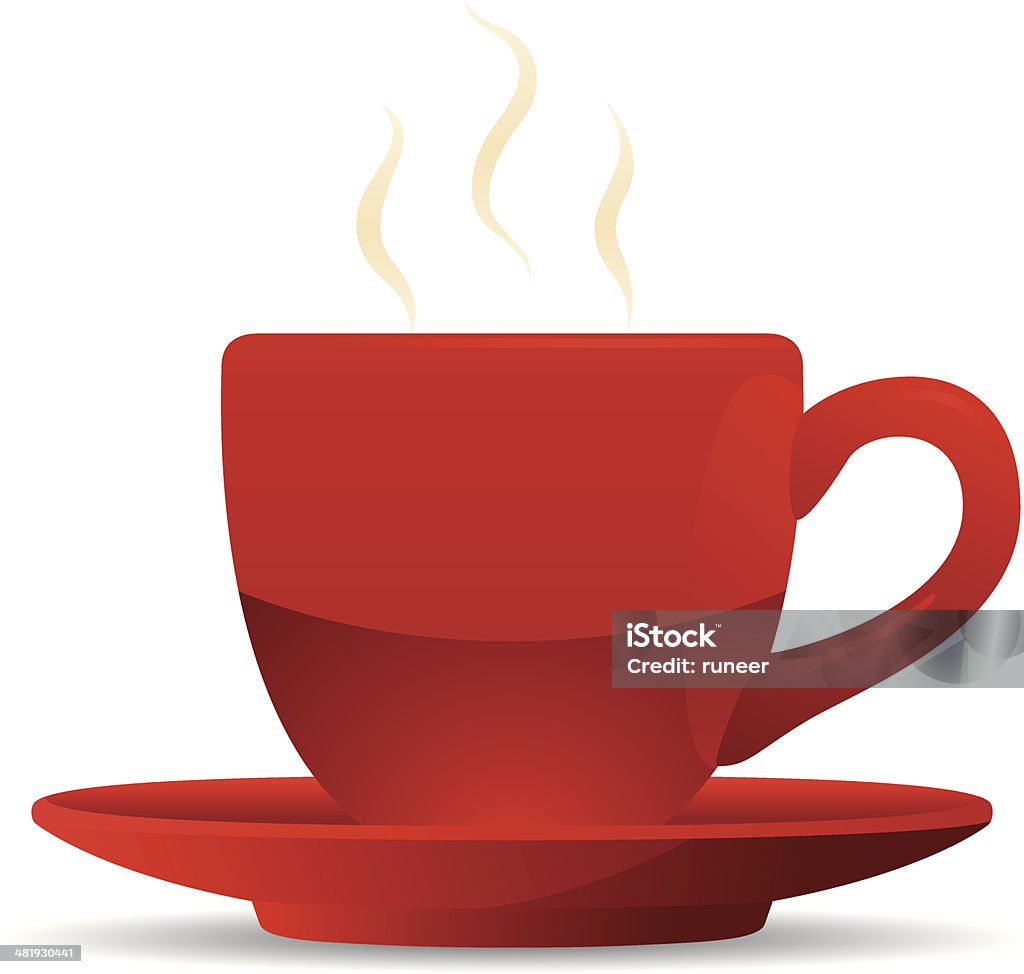 Rosso tazza e il piattino da caffè - arte vettoriale royalty-free di Rosso