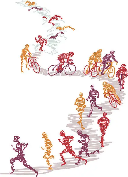 Vector illustration of Scribbled Triathlon