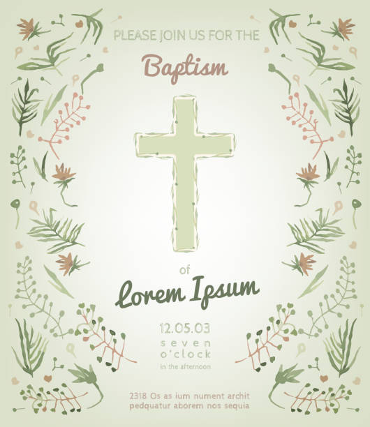 ilustrações de stock, clip art, desenhos animados e ícones de cartão de convite de batismo - church greeting welcome sign sign