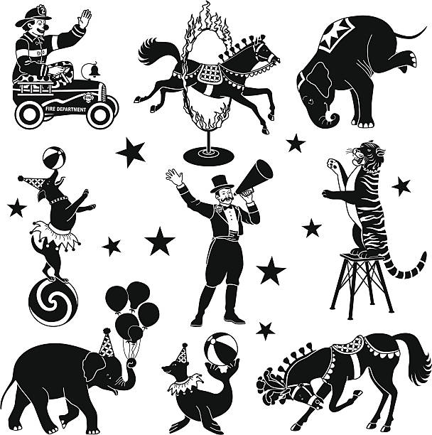 서커스 입력할 수 있습니다. - circus animal stock illustrations