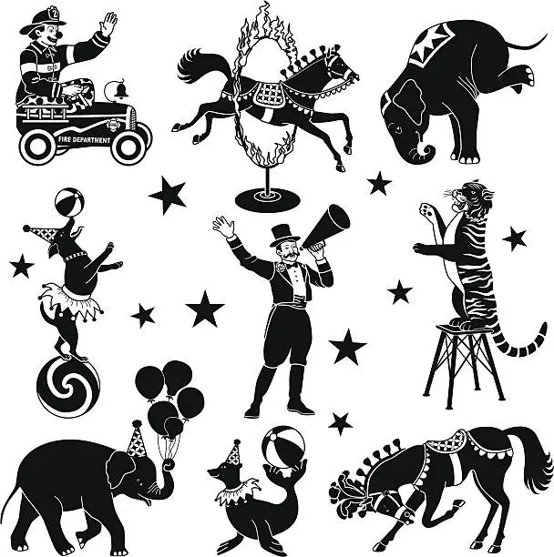 Vector illustration of circus characters