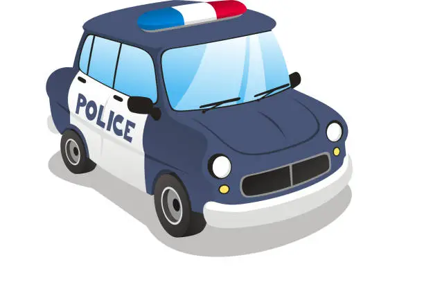 Vector illustration of Police cartoon car vector illustration