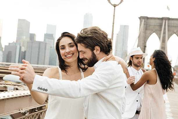 istock Bride and Groom on Brooklyn Bridge 481930834