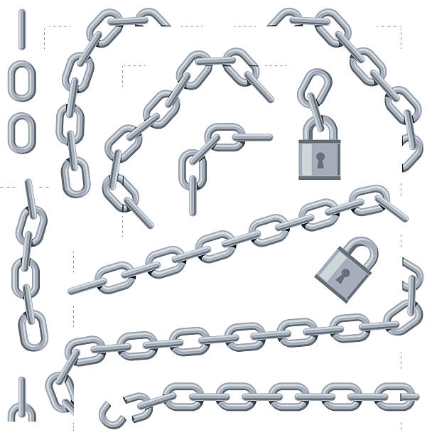 укороченные накладные элементы из цепочек - lock padlock security equipment metallic stock illustrations