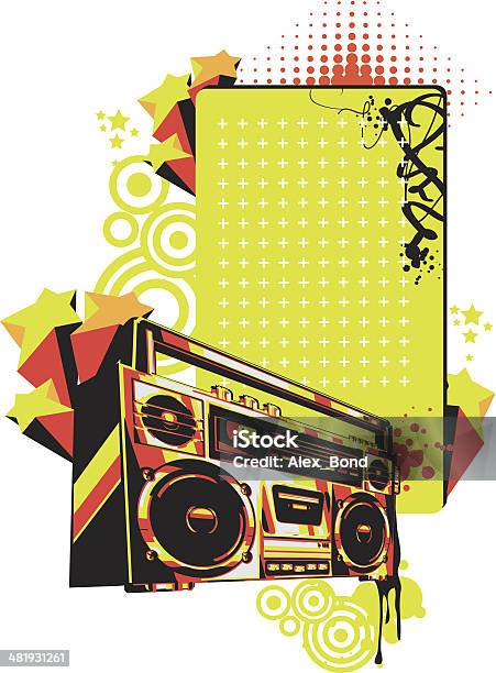 Boombox Tag - Stockowe grafiki wektorowe i więcej obrazów 1980-1989 - 1980-1989, Błyszczący, Dowcip rysunkowy