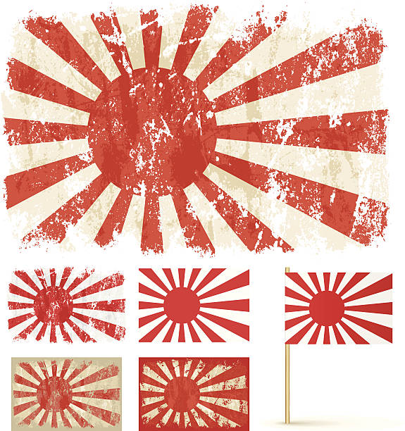 ilustraciones, imágenes clip art, dibujos animados e iconos de stock de sol naciente - japanese flag japan flag white