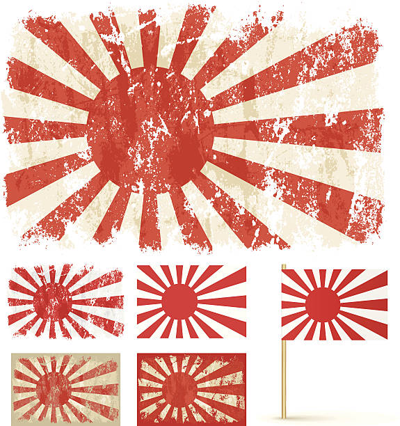 ilustrações de stock, clip art, desenhos animados e ícones de rising sun - japan flag japanese flag white