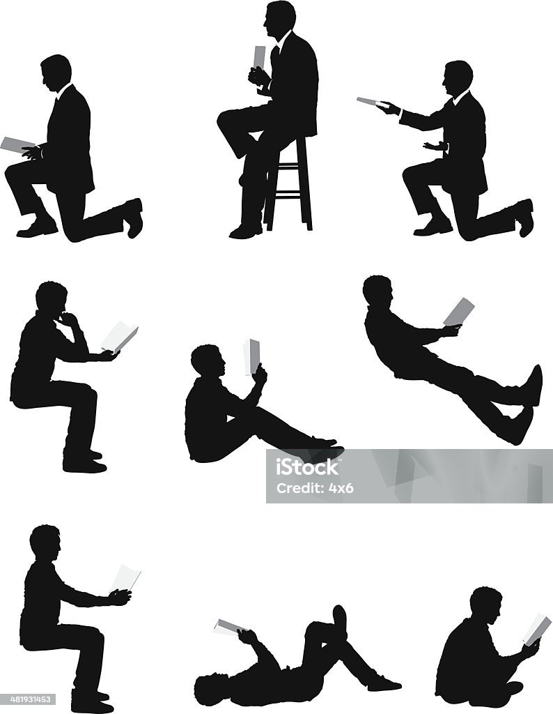 Vector images of men reading Vector images of men readinghttp://www.twodozendesign.info/i/1.png Sitting stock vector